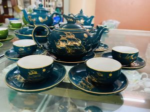 bo am chen bat trang men xanh mallard canh buom